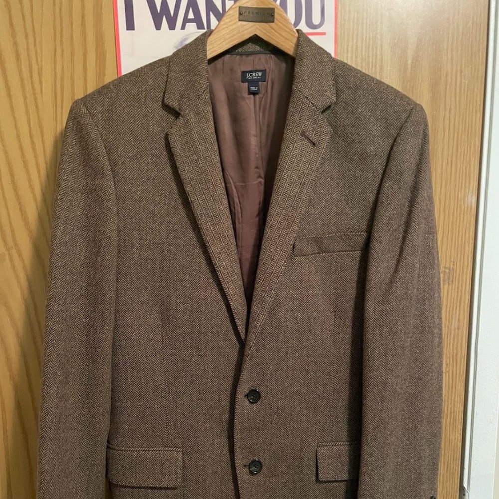 J Crew Ludlow Sport Coat Jacket Moon Yorkshire Tweed Brown Herringbone Wool 40 R